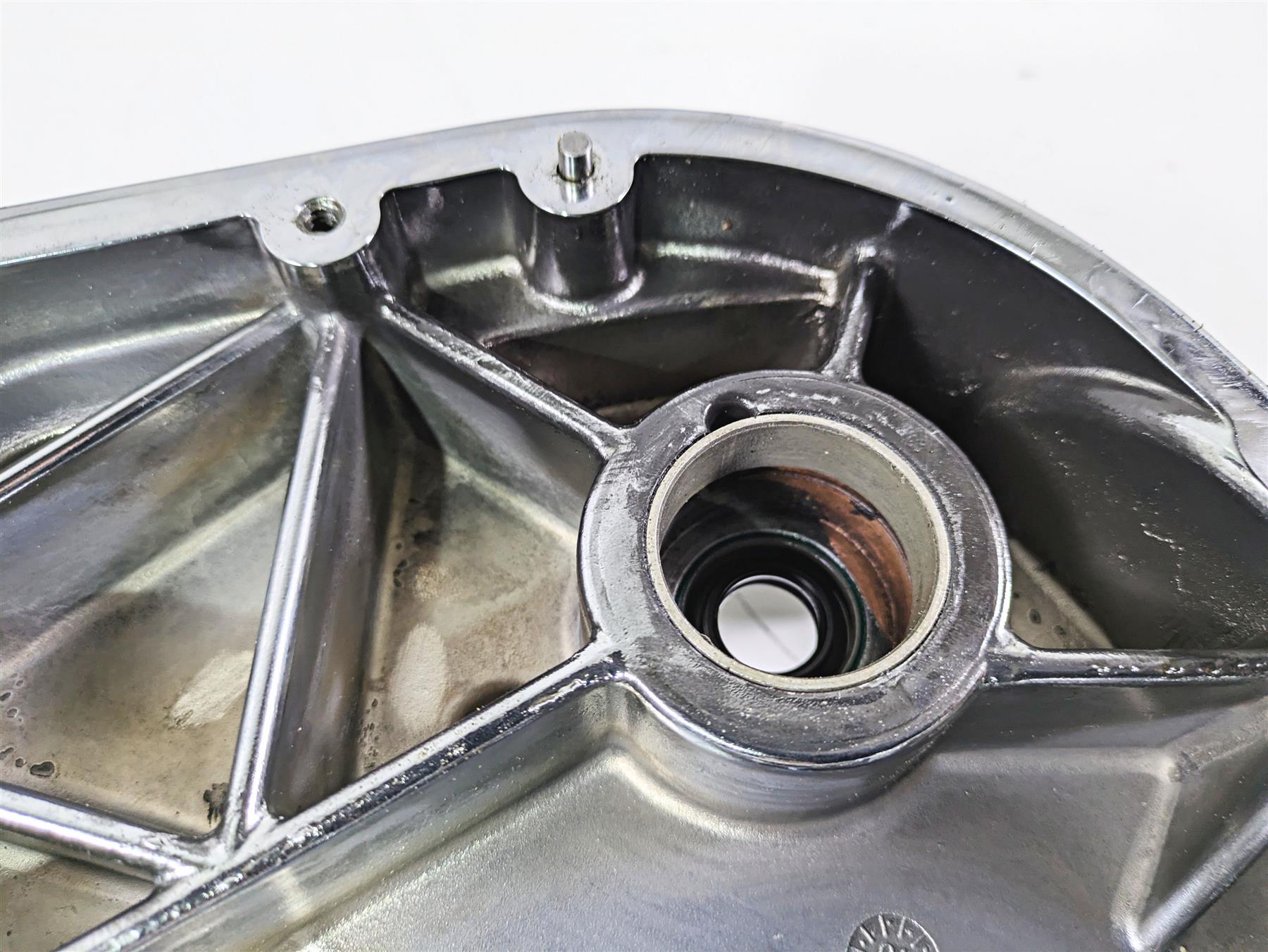 2003 Harley Touring FLHTCUI E-Glide 100th Chrome Inner Primary Cover 60677-01B {{ shop.shopifyCountryName }} - Mototech271