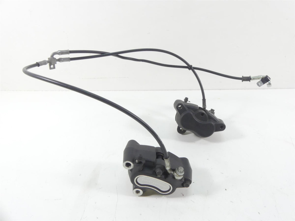 2009 Harley FXDF Dyna Fat Bob Front Brake Caliper Set + Lines 44046-08 44487-08 {{ shop.shopifyCountryName }} - Mototech271