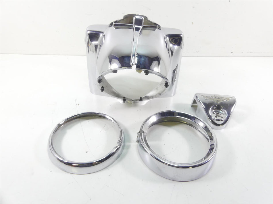 2002 Harley Touring FLHRCI Road King Chrome Headlight Covers Nacelle 67866-94 {{ shop.shopifyCountryName }} - Mototech271