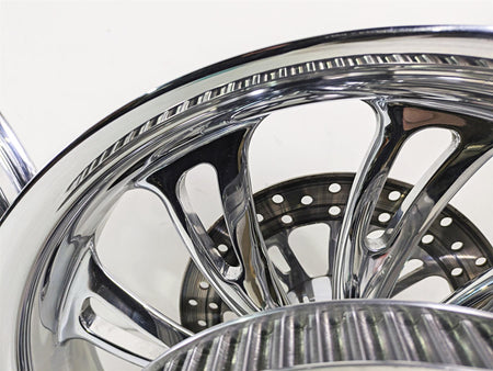 2007 Harley Touring Glide Twisted Vortex Style Chrome Front Rear Wheel Rim 21" & 18" {{ shop.shopifyCountryName }} - Mototech271