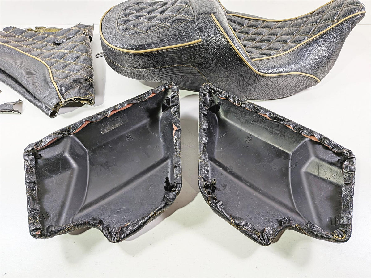 2017 Harley Touring FLHXS Street Glide Aftermarket Alligator Skin Seat Side & Fron Cover Set {{ shop.shopifyCountryName }} - Mototech271
