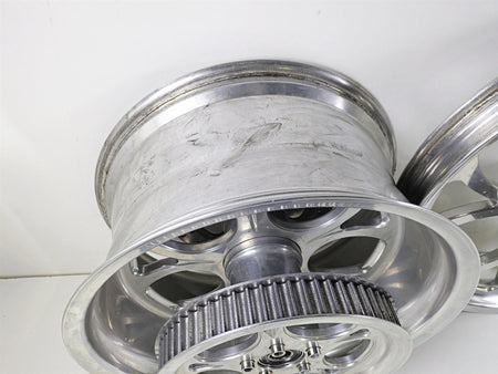 2002 Big Dog Pitbull Front 22" Rear 18" Aluminum Wheel Rim & Belt Pulley Set {{ shop.shopifyCountryName }} - Mototech271