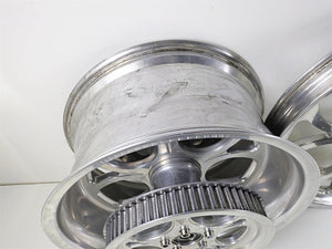 2002 Big Dog Pitbull Front 22" Rear 18" Aluminum Wheel Rim & Belt Pulley Set