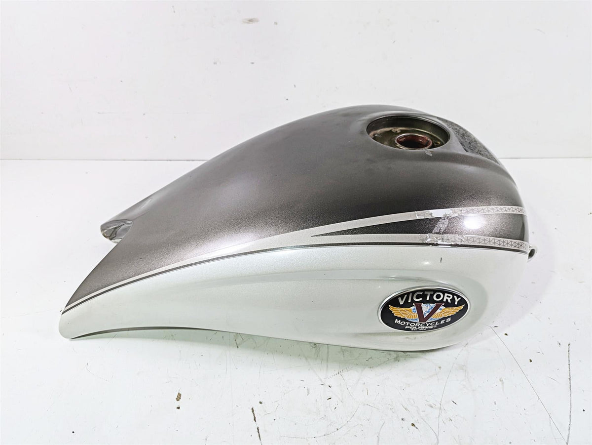 2004 Victory Kingpin Fuel Gas Petrol Tank Bronze Mist Pearl White - Dent 1014755 {{ shop.shopifyCountryName }} - Mototech271