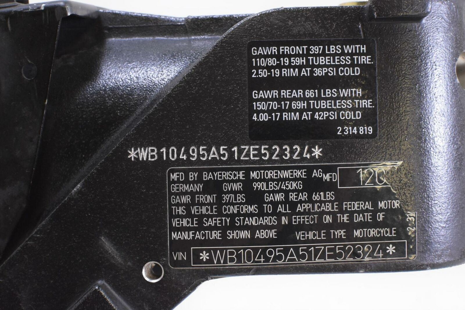2001 BMW R1150GS R1150 GS R21 Straight Main Frame Chassis Cln Ez Registr {{ shop.shopifyCountryName }} - Mototech271