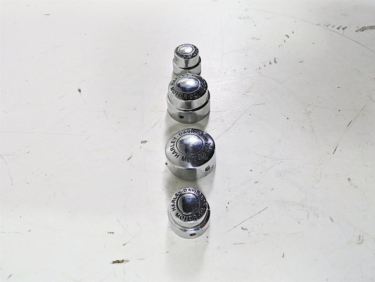 2003 Harley Dyna FXDL Low Rider 100TH Front Rear Chrome Axle Nut Cover Set {{ shop.shopifyCountryName }} - Mototech271