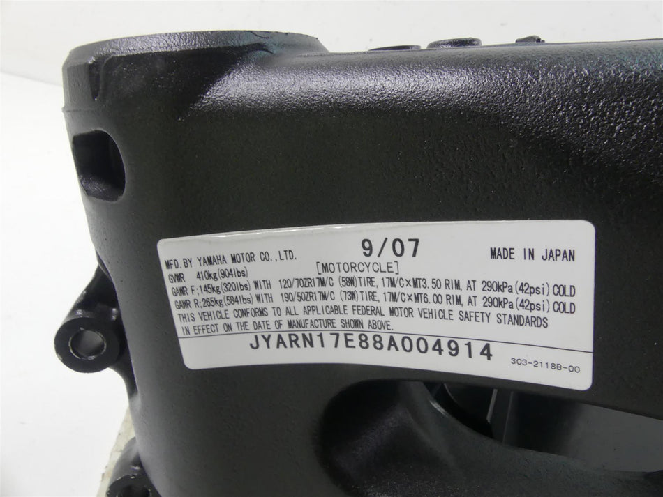 2008 Yamaha FZ1 Fazer Straight Main Frame Chassis With Clean Texas Title 2D1-21110-01-P0 {{ shop.shopifyCountryName }} - Mototech271