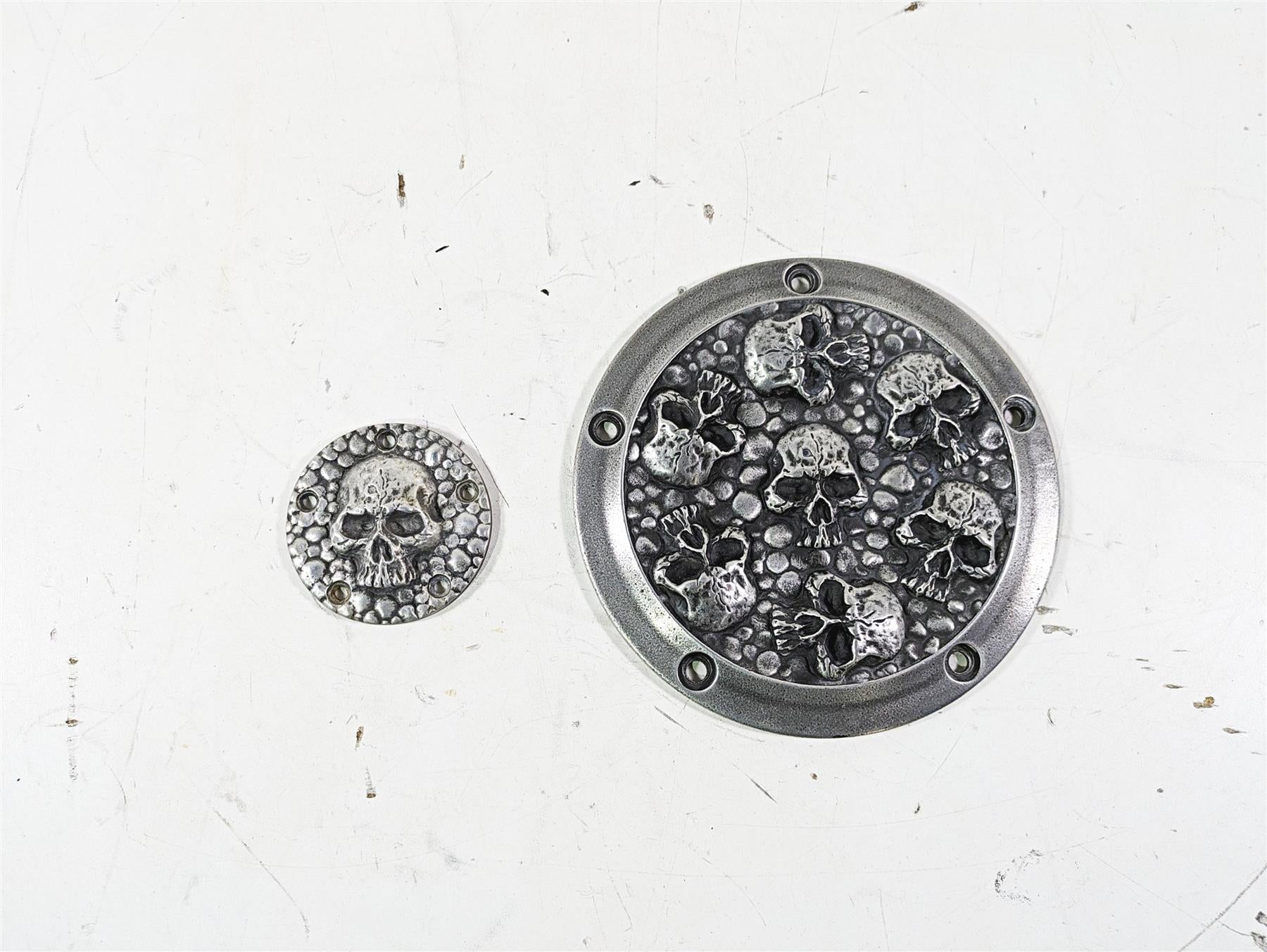 Harley Davidson Twin Cam Skull Seven Deadly Sins Aged Aluminum Derby & Cam Cover {{ shop.shopifyCountryName }} - Mototech271