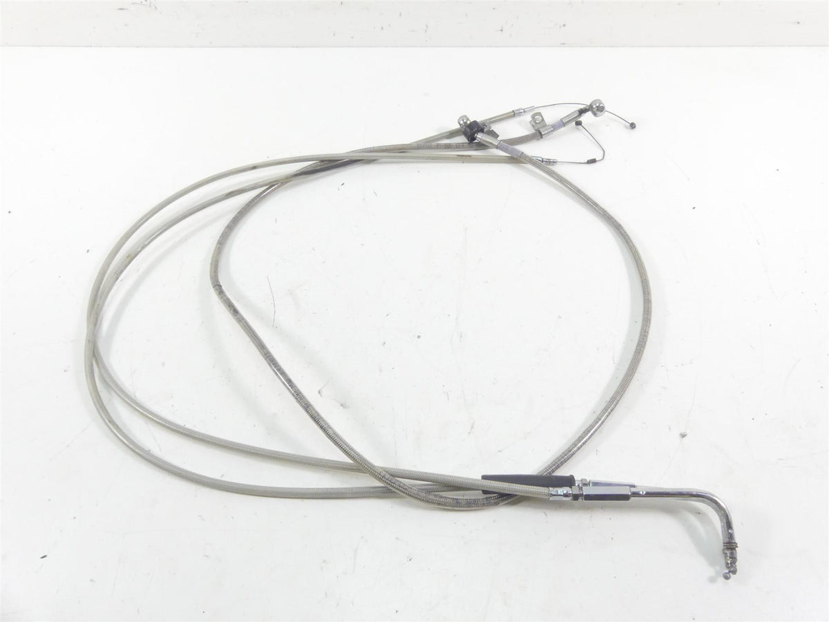 Big Twin Harley Dyna Softail for 19" Ape Hanger Throttle Cable & Brake Line Set {{ shop.shopifyCountryName }} - Mototech271