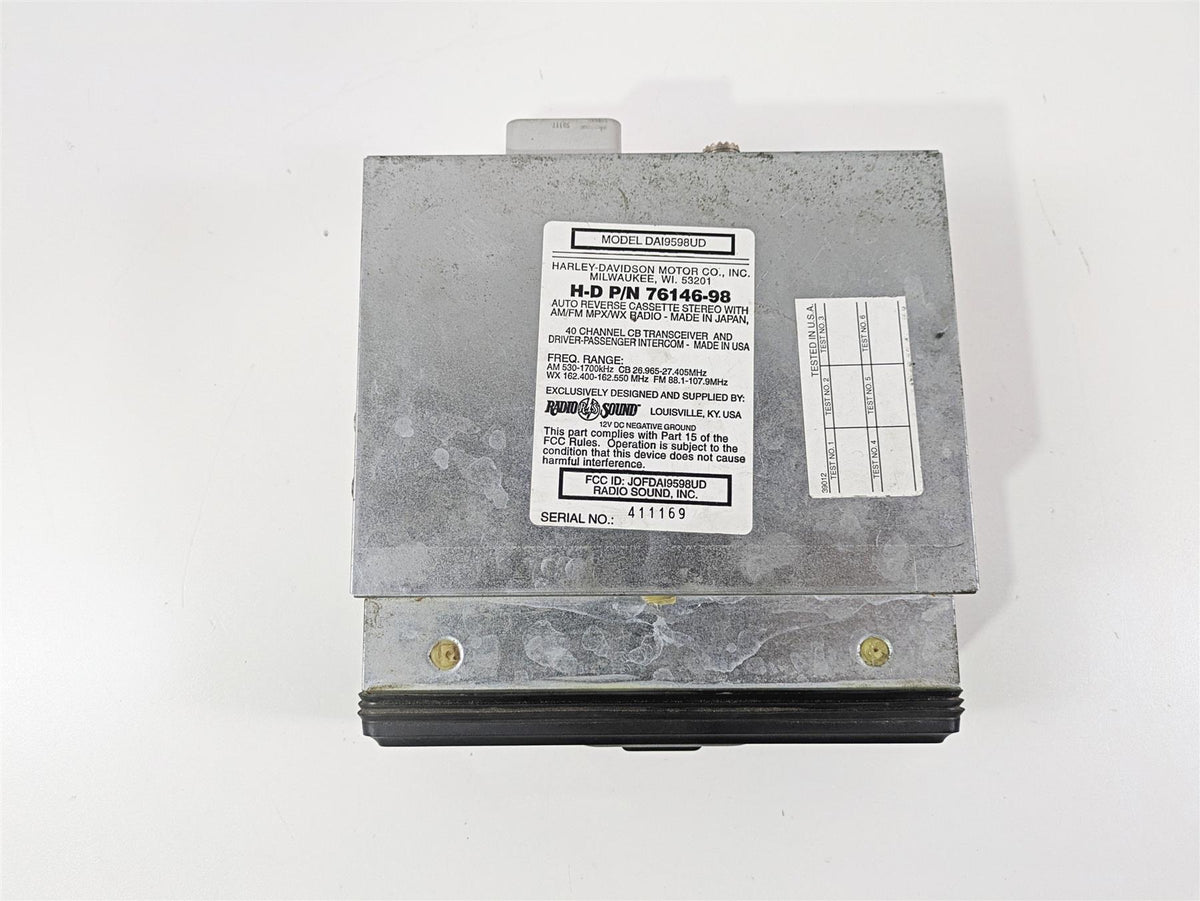 1999 Harley Touring FLHTCUI E-Glide Radio Stereo Tape Cassette Player 76146-98 {{ shop.shopifyCountryName }} - Mototech271