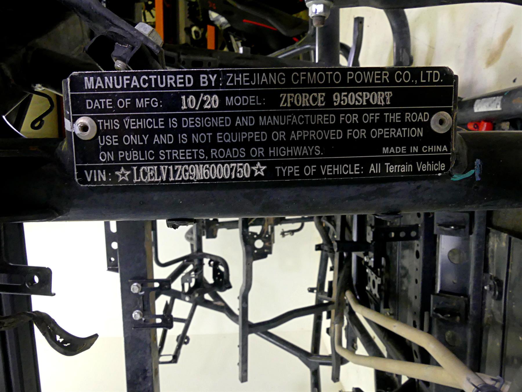 2021 CFMoto Zforce 950 Sport Frame Chassis & Door Frames -Bent With Clean Texas Title 5BYA-031000-0B000 {{ shop.shopifyCountryName }} - Mototech271