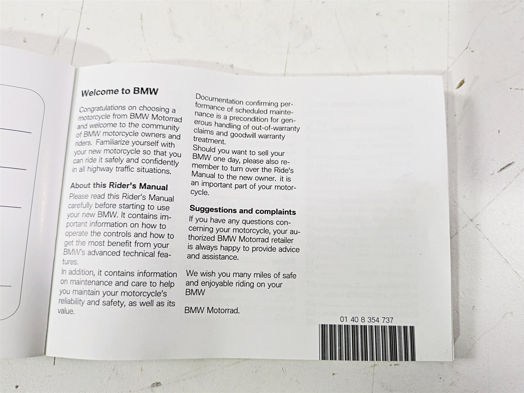 2017 BMW F800GS Adv K75 Owners Manual Book 01408354737 {{ shop.shopifyCountryName }} - Mototech271