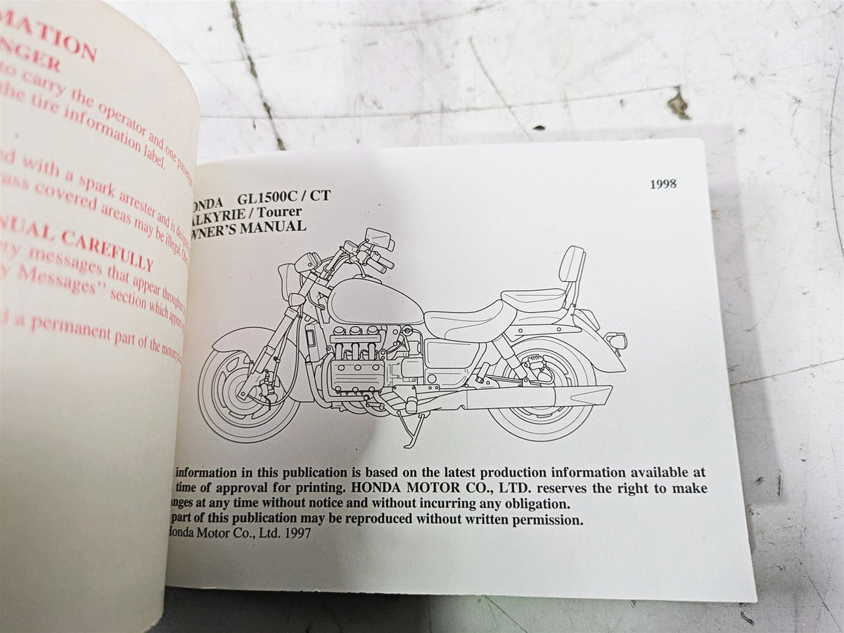 2002 Honda GL1500 CD Valkyrie Deluxe Owners Manual Tourer 00X31-MZ0-6200 {{ shop.shopifyCountryName }} - Mototech271