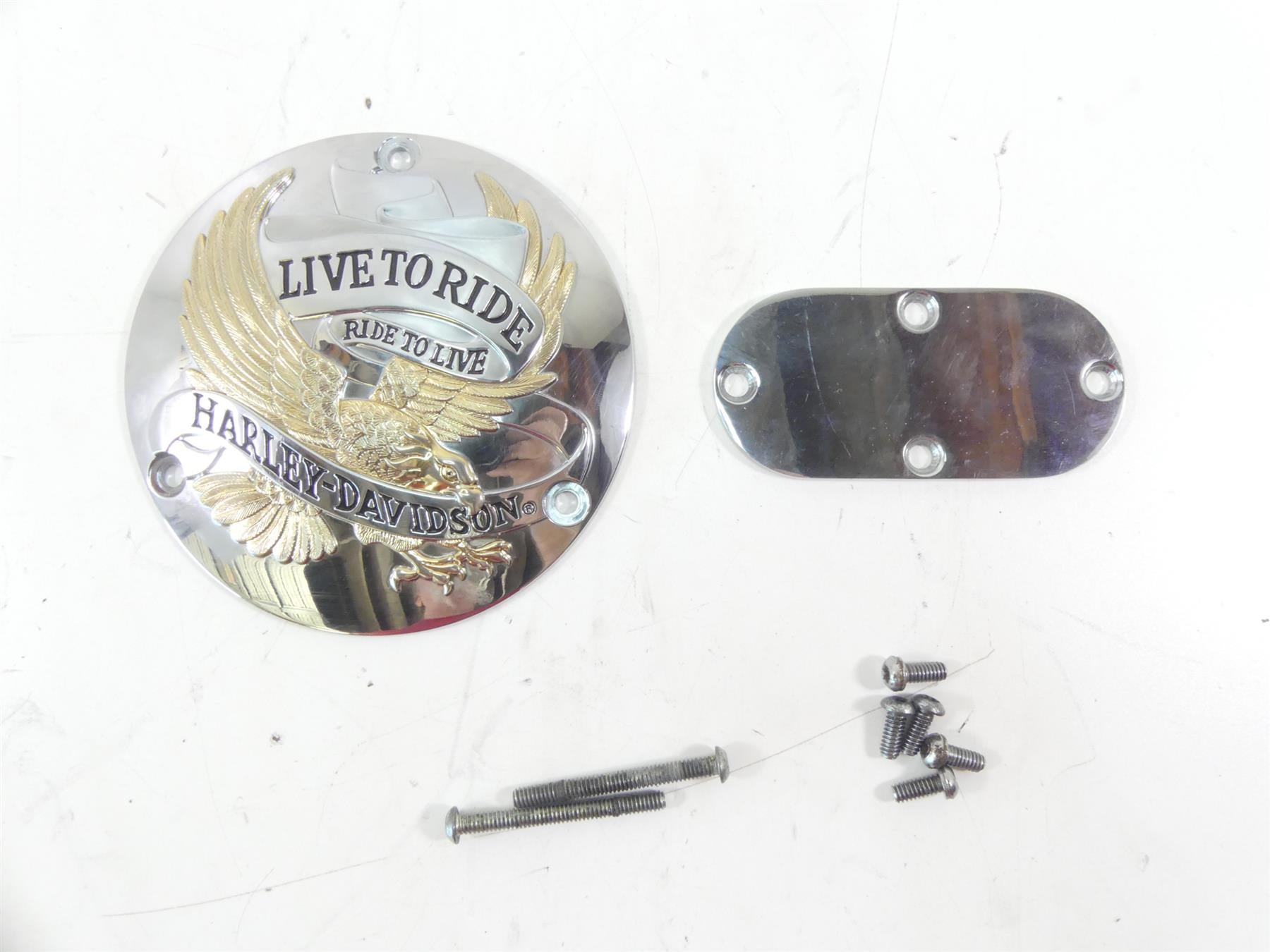1997 Harley Dyna FXDS Super Glide Conv Outer Primary Cover Emblem Set 25414-70B {{ shop.shopifyCountryName }} - Mototech271