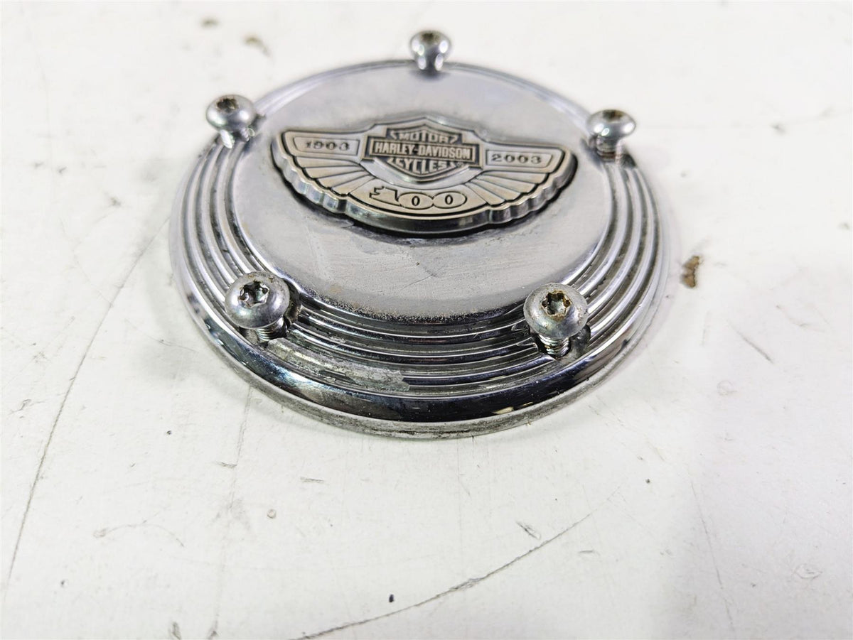 2003 Harley Touring FLHTCUI E-Glide 100th Chrome Cam Camshaft Cover 32536-03 {{ shop.shopifyCountryName }} - Mototech271