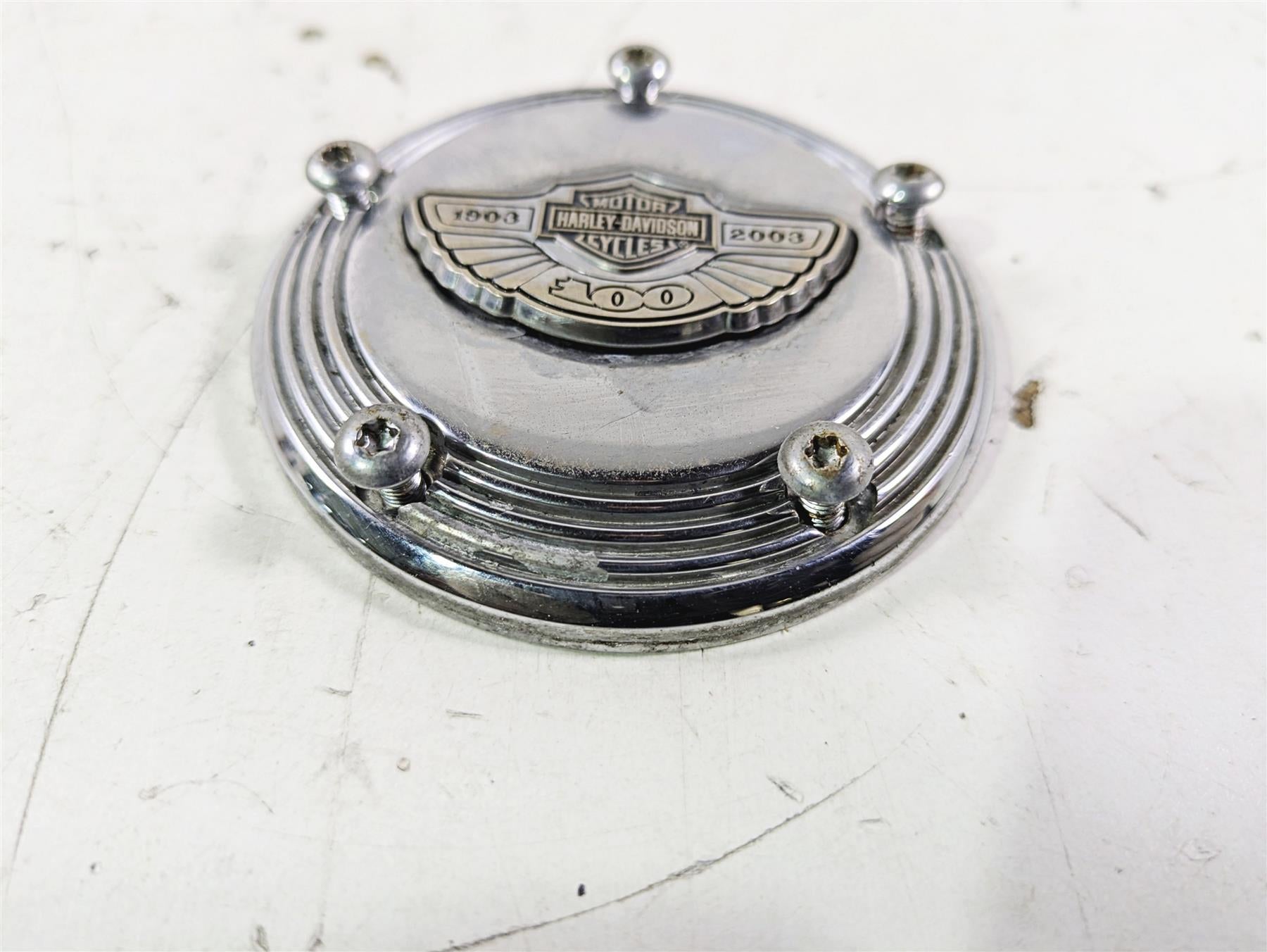 2003 Harley Touring FLHTCUI E-Glide 100th Chrome Cam Camshaft Cover 32536-03 {{ shop.shopifyCountryName }} - Mototech271