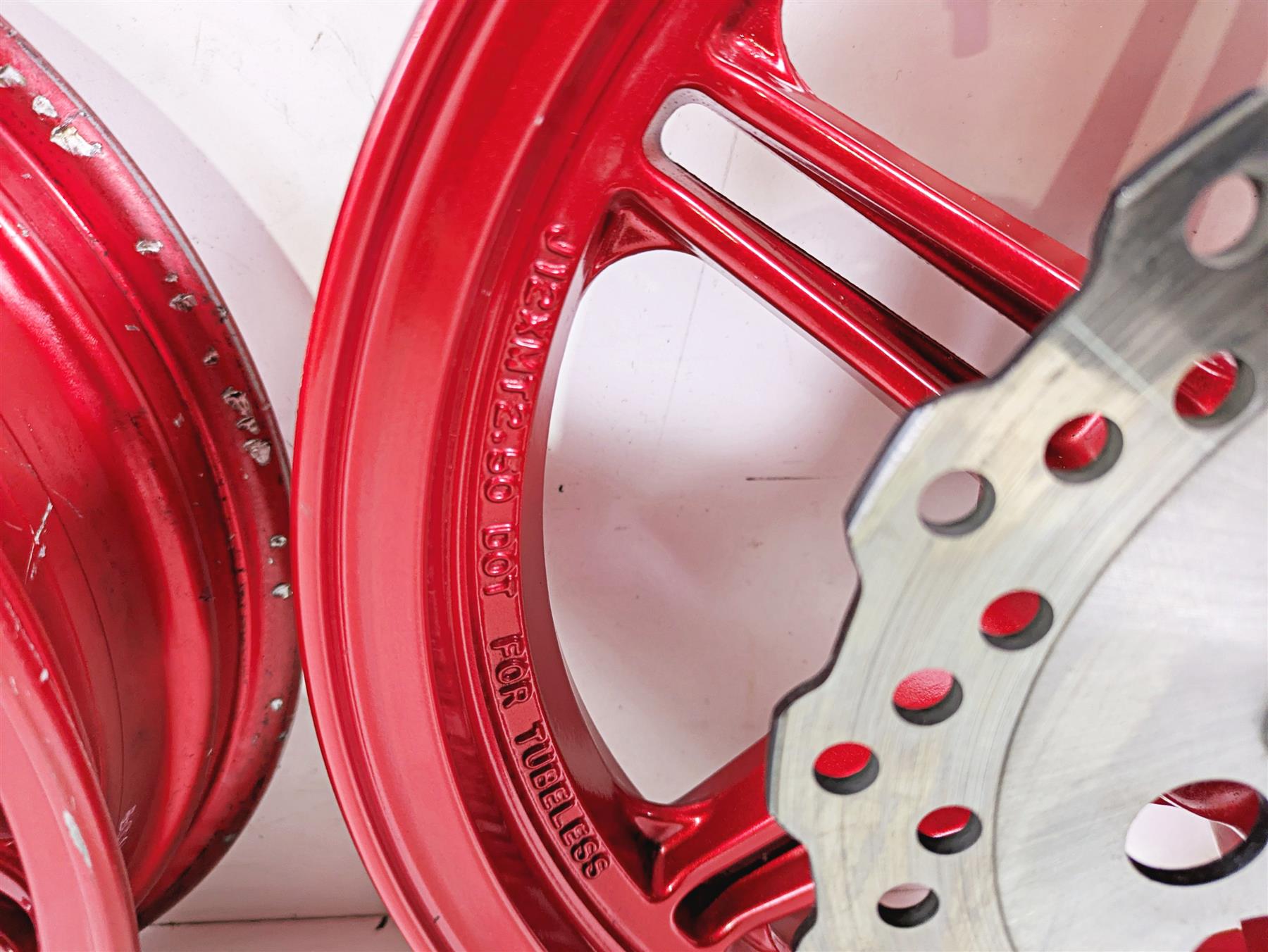 2021 Kawasaki Z125 Pro Straight Red Front Rear Wheel Rim Set 41073-0674-63D {{ shop.shopifyCountryName }} - Mototech271