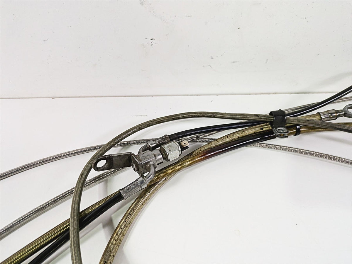 2009 Harley FLSTSB Cross Bones Extended Brake Line Throttle Cable Set 15" {{ shop.shopifyCountryName }} - Mototech271