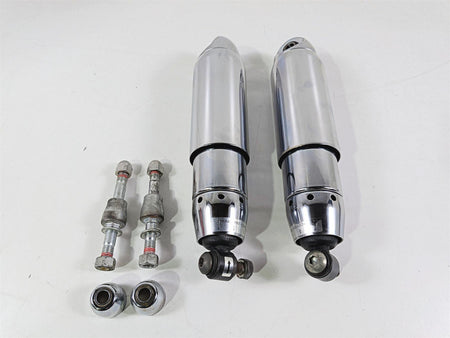 2008 Harley FXDSE CVO Dyna 12" Rear Chrome Shock Damper Set 54535-07B-Mototech271