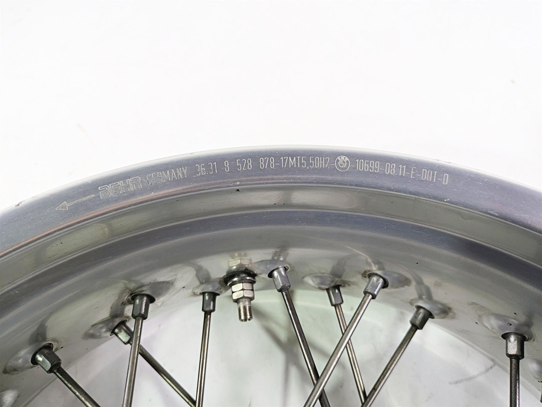 2012 BMW R1200R K27 Straight Behr 17x5.5 Rear Wheel Spoke Rim 36318546288 {{ shop.shopifyCountryName }} - Mototech271