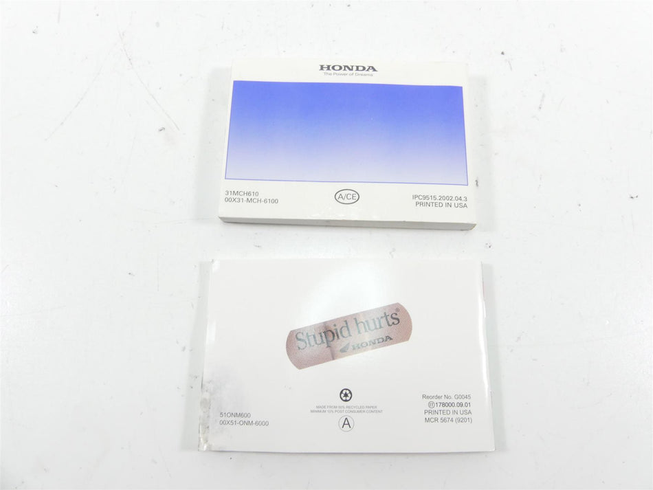2003 Honda VTX1800 C Owners Manual Booklet Set 00X31-MCH-6100 00X51-ONM-6000 {{ shop.shopifyCountryName }} - Mototech271