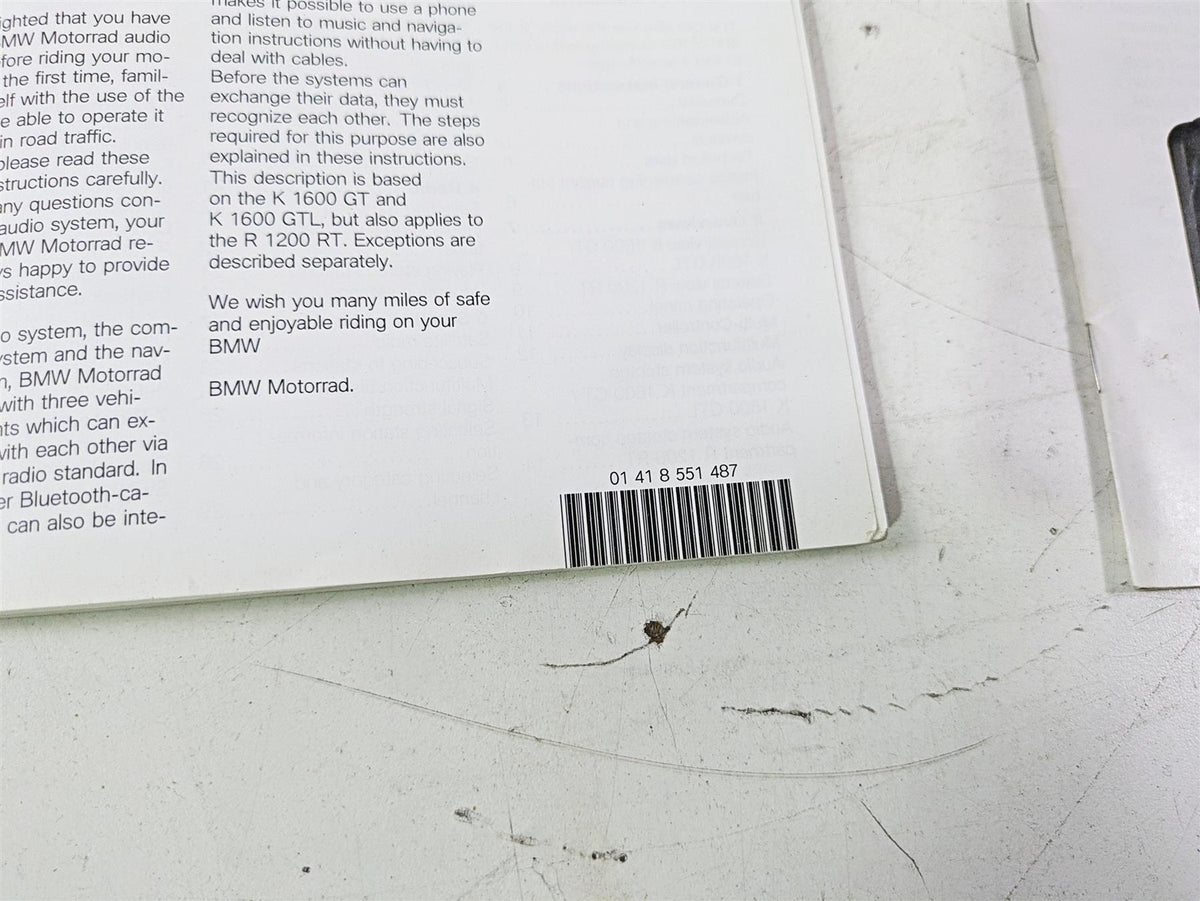 2015 BMW K1600 GT K48 Owners Manual & Repair Guides 01418557007 {{ shop.shopifyCountryName }} - Mototech271
