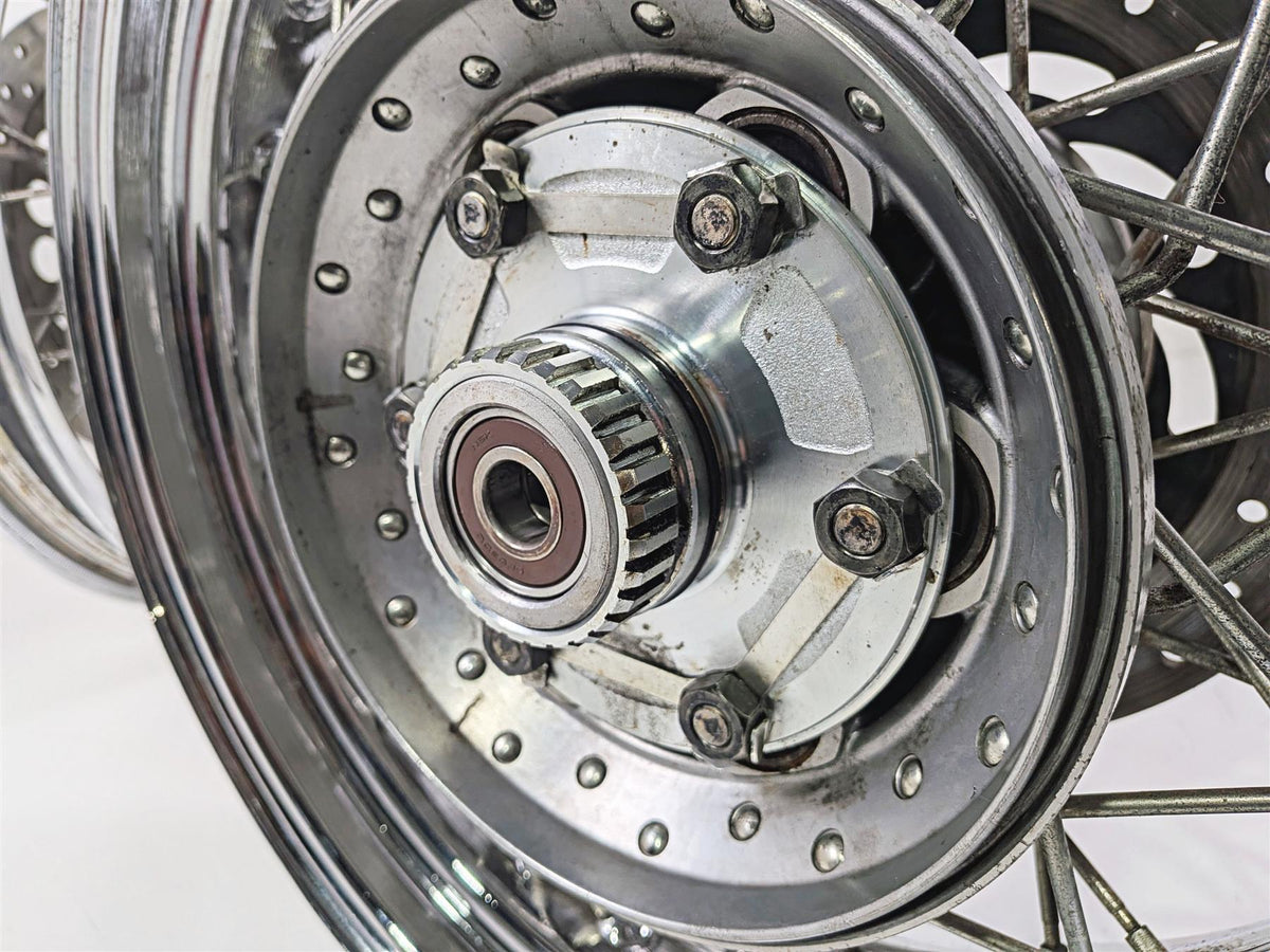 2007 Yamaha XVS1100 V-Star Custom 18x2.15 15x4.5 Front Rear Spoke Wheel Rim Set 94421-18614 {{ shop.shopifyCountryName }} - Mototech271
