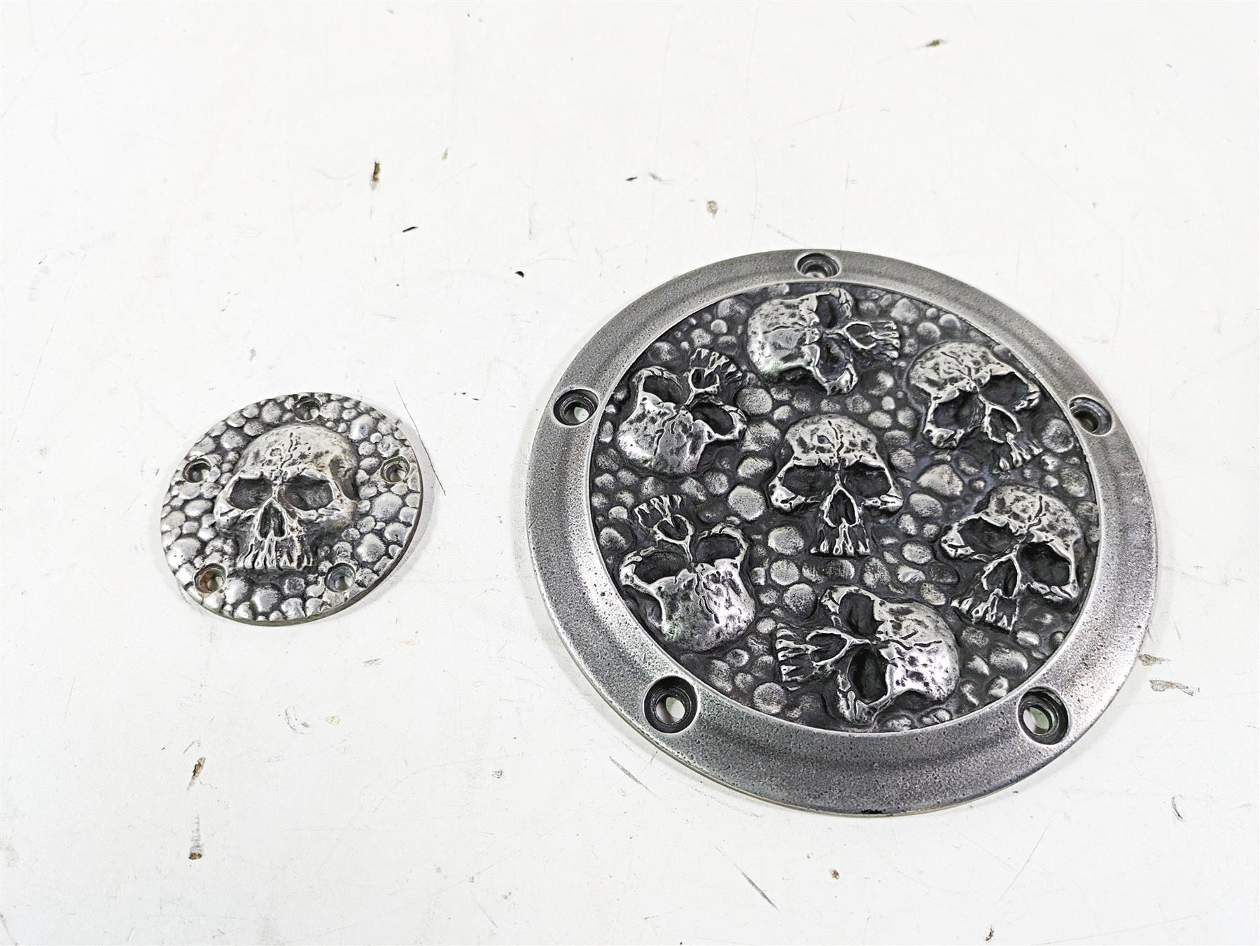 Harley Davidson Twin Cam Skull Seven Deadly Sins Aged Aluminum Derby & Cam Cover {{ shop.shopifyCountryName }} - Mototech271