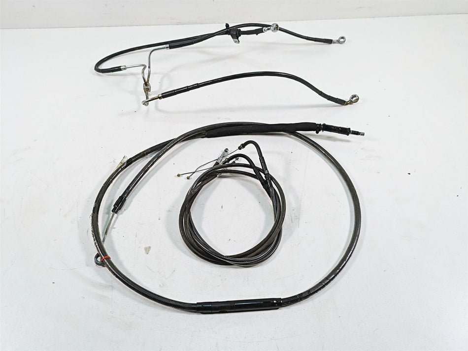 2009 Harley FXDF Dyna Fat Bob Brake Line Clutch Throttle Cable Set 9.5" Riser {{ shop.shopifyCountryName }} - Mototech271