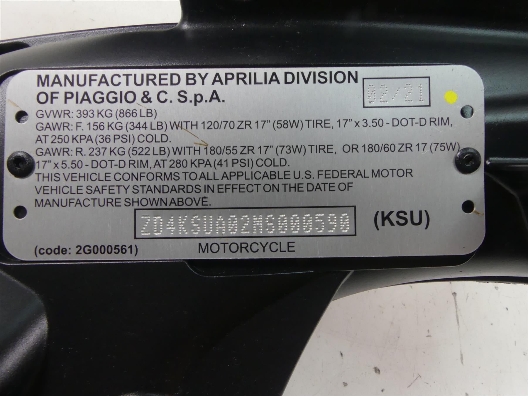 2021 Aprilia RS 660 Straight Main Frame Chassis - Florida Certificate Of Destruction - Export - Race Use 2B006475 {{ shop.shopifyCountryName }} - Mototech271