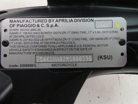 2021 Aprilia RS 660 Straight Main Frame Chassis - Florida Certificate Of Destruction - Export - Race Use 2B006475 {{ shop.shopifyCountryName }} - Mototech271