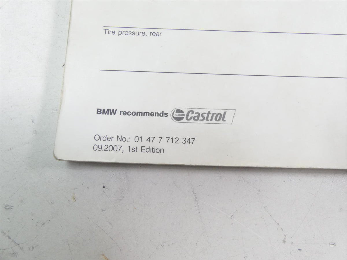 2008 BMW R1200GS K25 Owners Manual Service Book 01477712347 {{ shop.shopifyCountryName }} - Mototech271