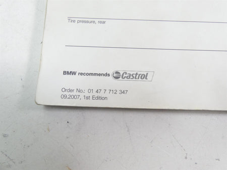 2008 BMW R1200GS K25 Owners Manual Service Book 01477712347 {{ shop.shopifyCountryName }} - Mototech271