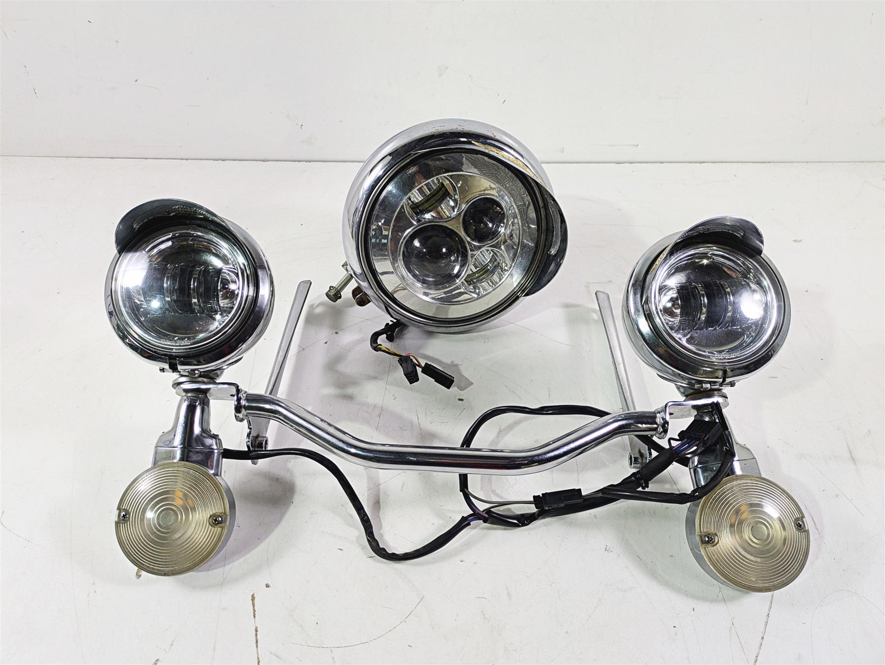 2008 Harley FLSTC 105TH Softail Heritage Led Headlight Spot Light Set 69748-05B {{ shop.shopifyCountryName }} - Mototech271