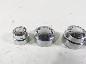 2003 Harley Dyna FXDL Low Rider 100TH Front Rear Chrome Axle Nut Cover Set | Mototech271